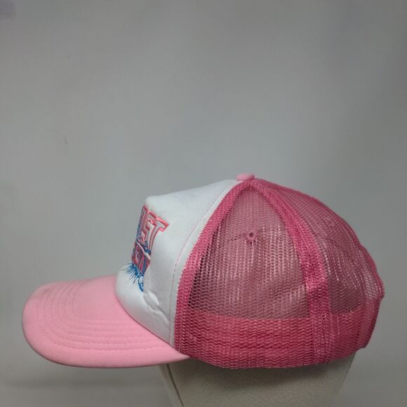 Almost Someday Snapback Trucker Hat Pink One Size Adjustable Mesh Back - Picture 3 of 7